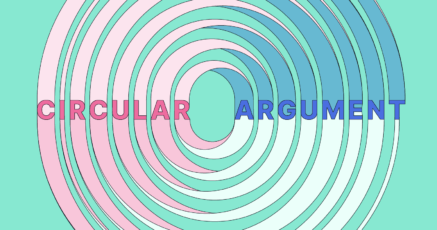 A spiral with letters within each ring spelling out "Circular Argument"