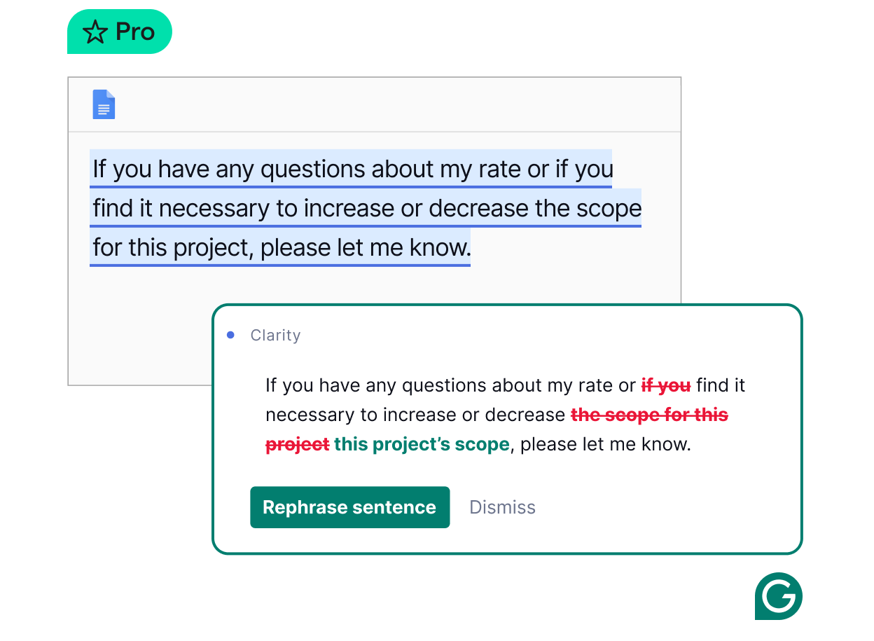 Grammarly suggests you rephrase your sentence for clarity.