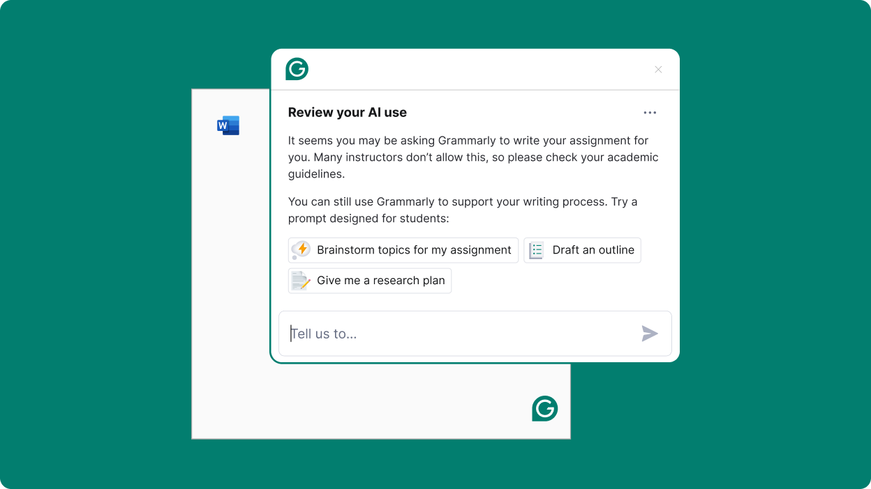 Grammarly allows you to review your AI use